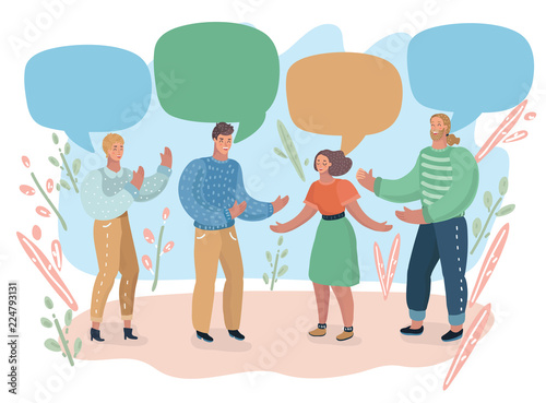 people and colorful speech bubbles