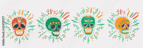 Day Of The Dead Skull Vector Set