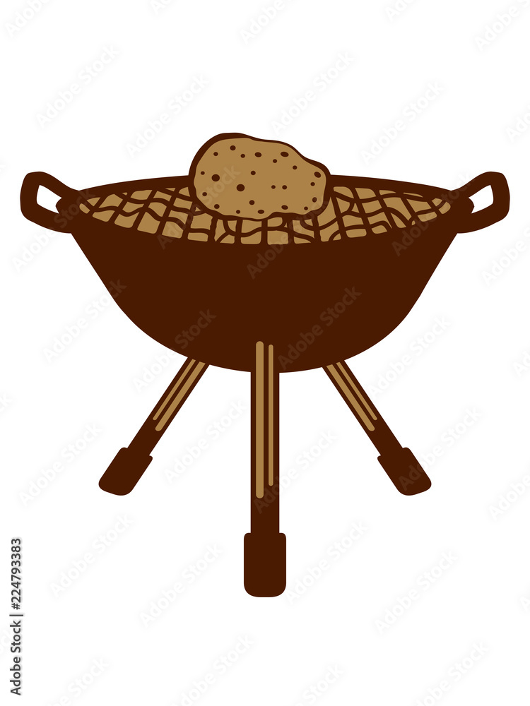 bbq grill kartoffel essen lecker koch küche gemüse schürze chef backen  grillen clipart comic cartoon design schale Stock-Illustration | Adobe Stock