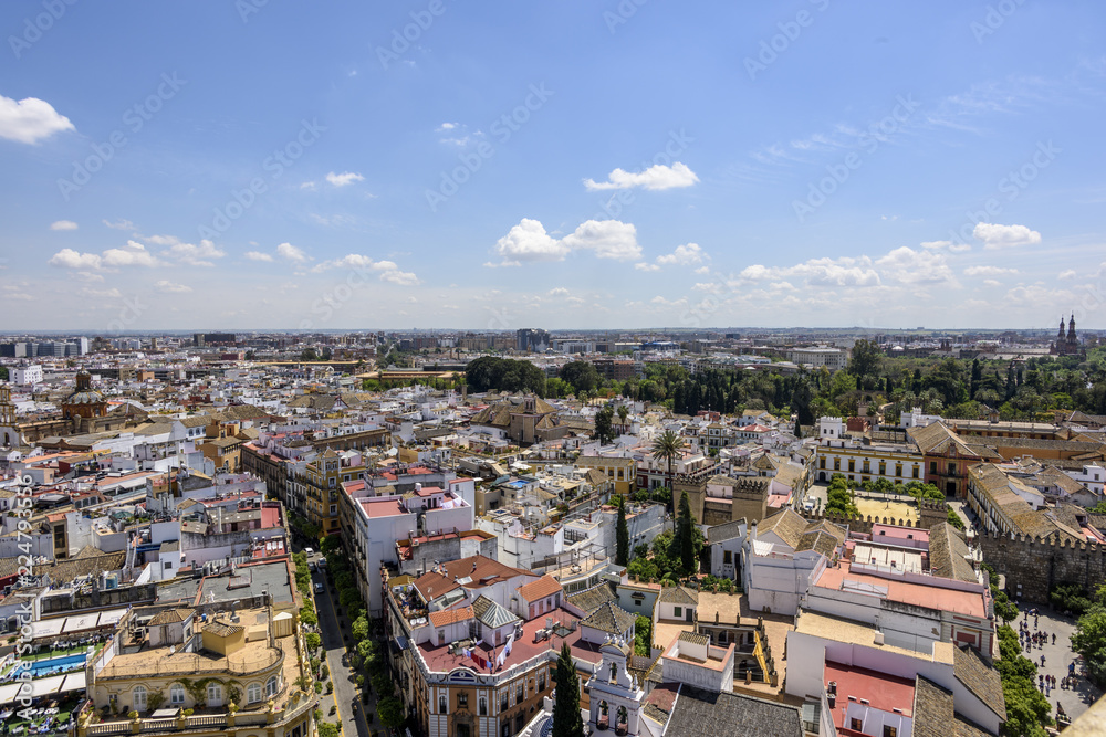 view of the roofs of Seville, Andalusia, Spain.