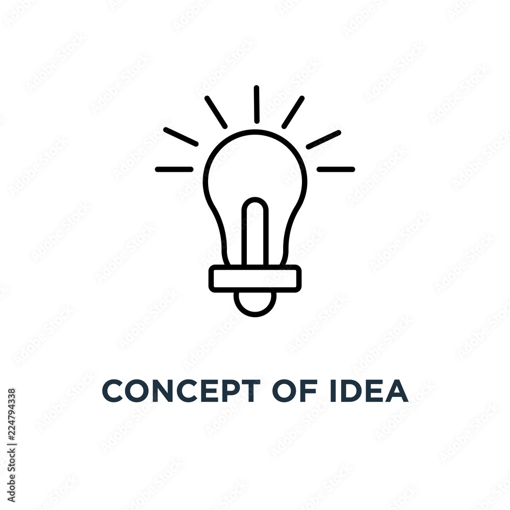concept of idea icon. light bulb with rays shining concept symbo concept of idea icon. light bulb with rays shining concept symbo