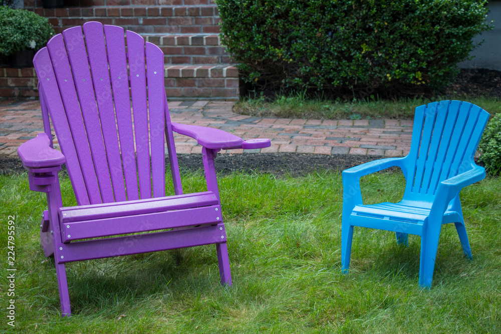 purple and blue adirondack chair for mom and son