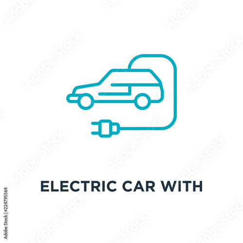 electric car with plug icon. electric car with plug concept symb