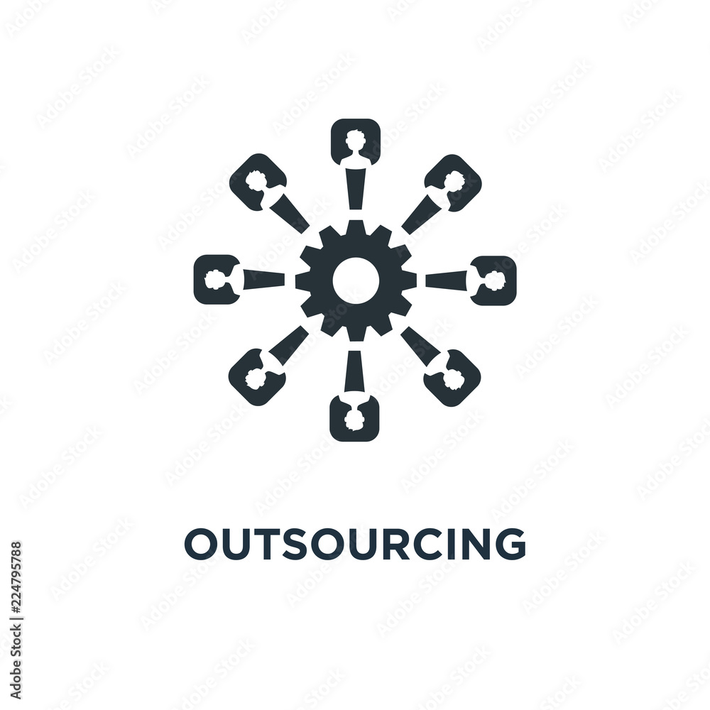 outsourcing icon. cooperation concept symbol design, vector illu outsourcing icon. cooperation concept symbol design, vector illu