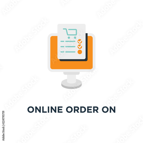 online order on white icon. online order on white concept symbol