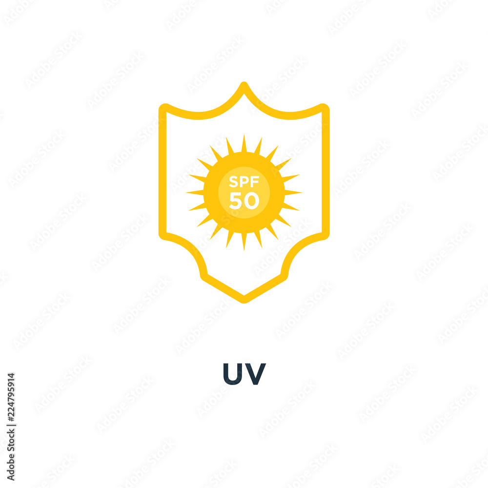 Fototapeta premium uv icon. sun protection spf 50 concept symbol design, vector ill
