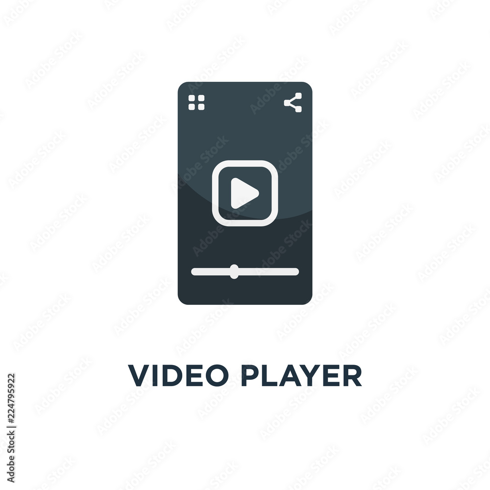 video player interface icon. ui concept symbol design, vertical video player interface icon. ui concept symbol design, vertical