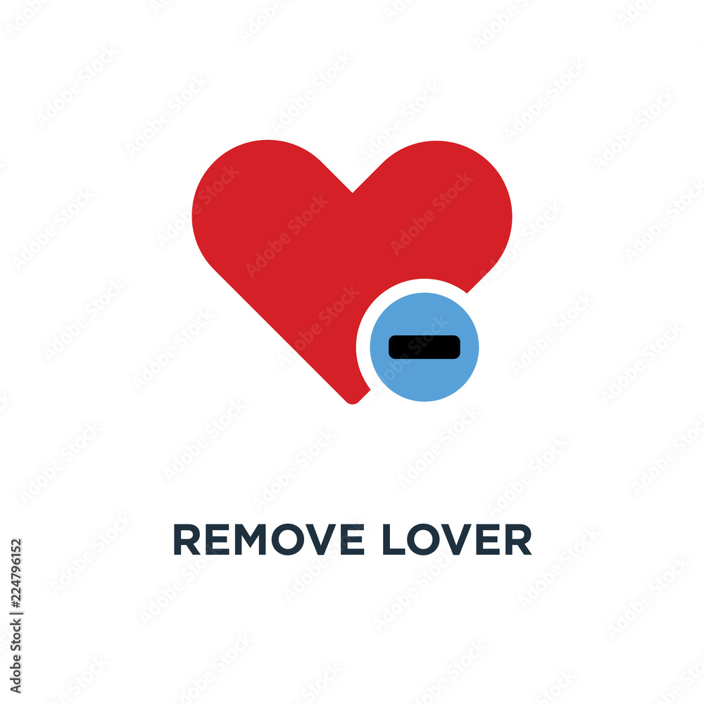 remove lover icon. flat concept symbol design, remove heart vect remove lover icon. flat concept symbol design, remove heart vect