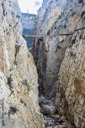 The amazing famous "Caminito del Rey" a path at 100m above the ground on a steep gorge called "Desfiladero de los Gaitanes", one of the best trekkings inside Andalusia and Spain, an awesome adventure 