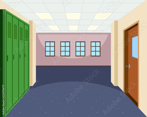School hallway interior scene