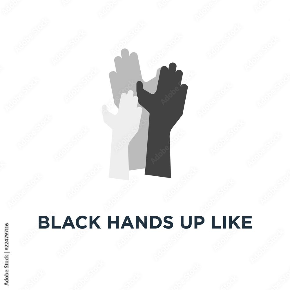 Fototapeta premium black hands up like volunteer crowd icon, symbol simple style trend teamwork graphic minimal design concept of money or food global donation and healing or union mercy
