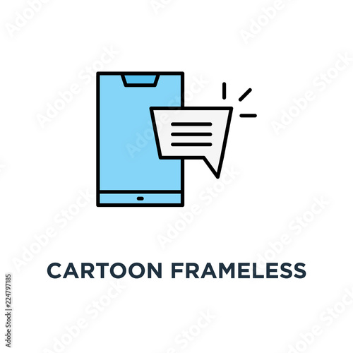 cartoon frameless phone like online chat icon, symbol of instant opinion spam message and people dating or hotline chatting concept style trend simple graphic art design on green background