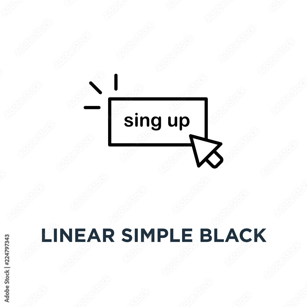 linear simple black up button icon, symbol outline modern logotype graphic art design concept of signup on site or apply now to community and open registration linear simple black up button icon, symbol outline modern logotype graphic art design concept of signup on site or apply now to community and open registration