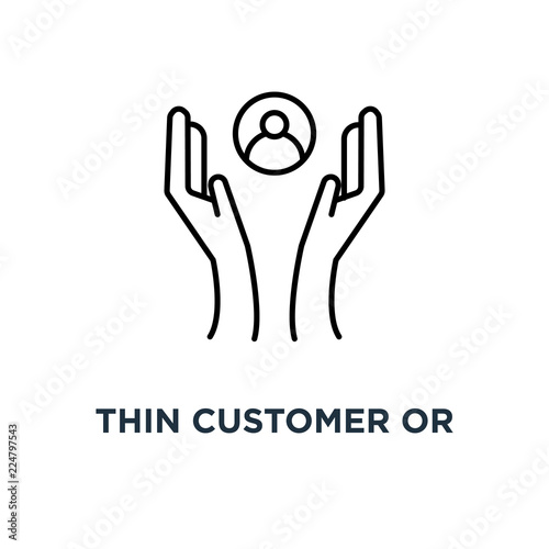 thin customer or client retention icon, symbol linear style trend modern simple logotype graphic art design concept of niche marketing and consumer or worker support