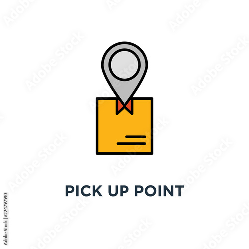 pick up point icon. receive order, hands holding box concept symbol design, collect parcel, delivery services, shipping, package shipment vector illustration