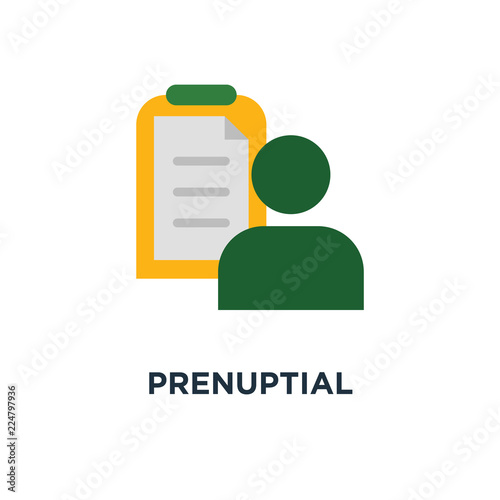 prenuptial agreement document icon. couple divorce concept symbol design, check list clipboard, sociology, questionnaire form vector illustration