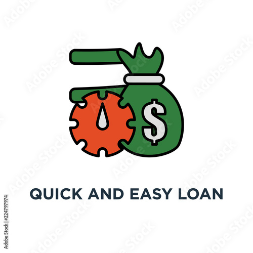 quick and easy loan icon. fast money providence concept symbol design, business and finance services, timely payment, financial solution vector illustration