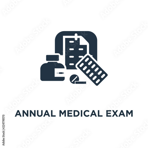 annual medical exam icon. regular health check up concept symbol design, medication course, calendar period, preventive examination appointment, medical services vector illustration