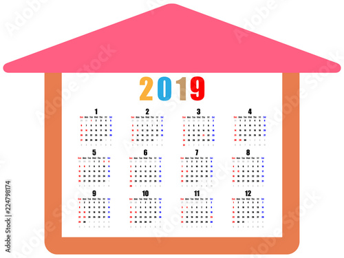 家の形2019年間カレンダー