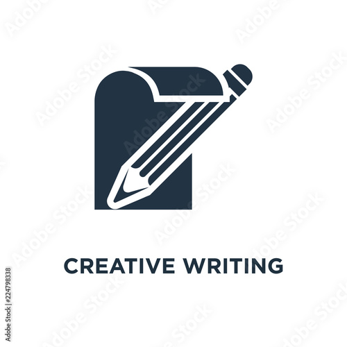 creative writing icon. storytelling concept symbol design, pencil and paper, copywriting vector illustration