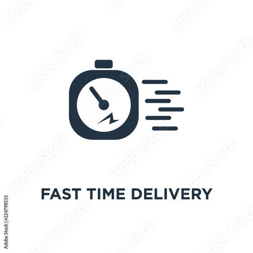 fast time delivery icon. timely service concept symbol design, stopwatch in motion, deadline, clock speed vector illustration