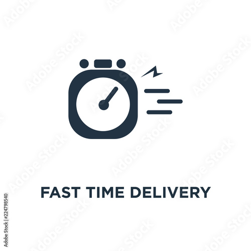 fast time delivery icon. timely service concept symbol design, stopwatch in motion, deadline vector illustration