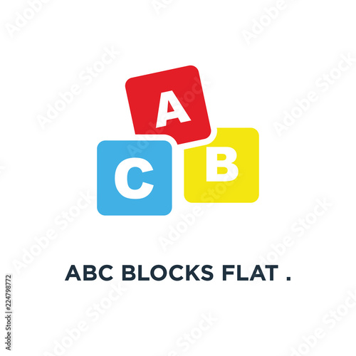 abc blocks flat . alphabet cubes with a icon. c letters in flat concept symbol design, vector illustration