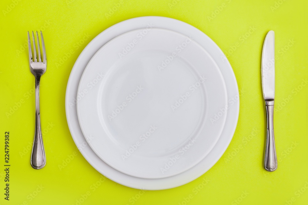 Table Setting with Plates, Fork and Knife Table Setting with Plates, Fork and Knife