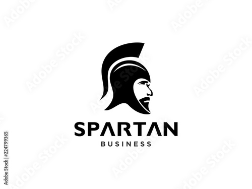 Gladiator helmet logo or icon. Greek Spartan warrior logo design inspiration. vector illustration.