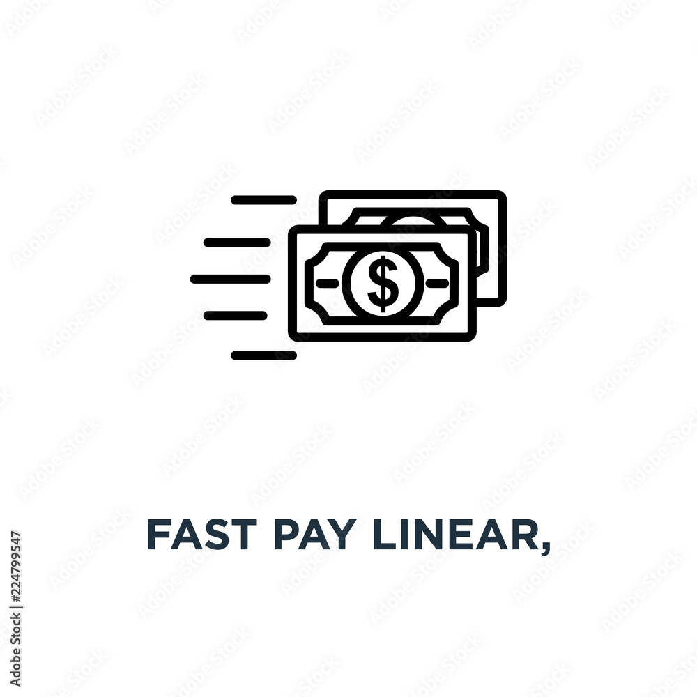 fast pay linear, money transfer line sign icon. editable stroke, eps10 concept symbol design, vector illustration