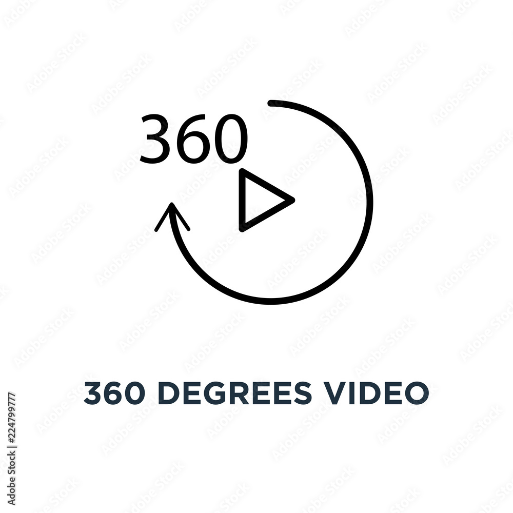 360 degrees video icon. Simple element illustration. Play button 360 degrees video icon. Simple element illustration. Play button