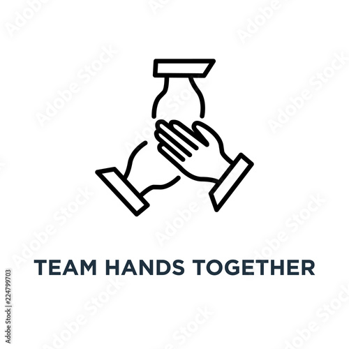 team hands together icon. business partnership concept concept symbol design, line vector illustration