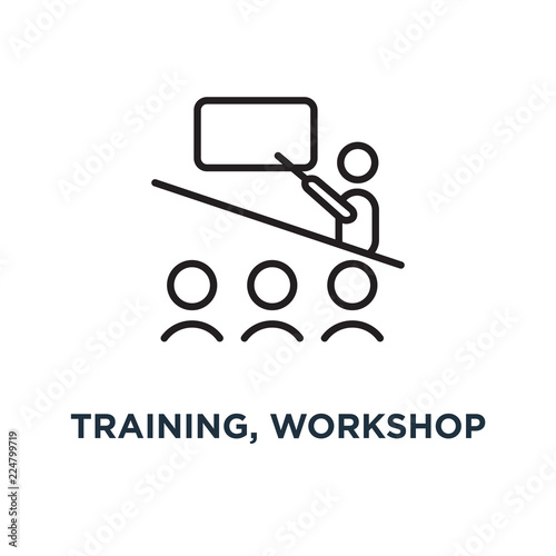 training, workshop linear sign icon. editable eps10 concept symbol design, vector illustration