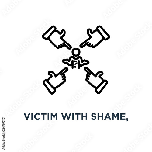 victim with shame, victim of a bullying linear sign icon. editable eps10 concept symbol design, vector illustration