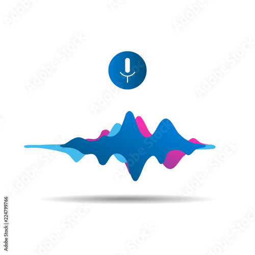 Artificial Intelligence personal assistant and voice recognition concept technologies. Microphone with voice and sound. Vector illustration