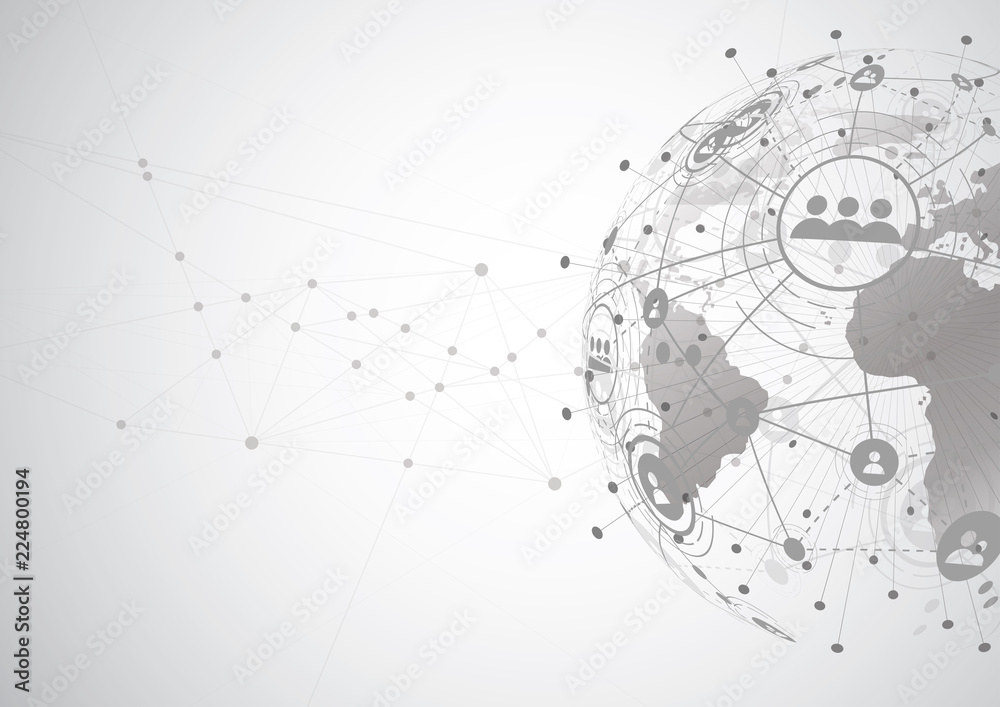 Global network connection. World map point and line composition concept of global business. Vector Illustration Global network connection. World map point and line composition concept of global business. Vector Illustration