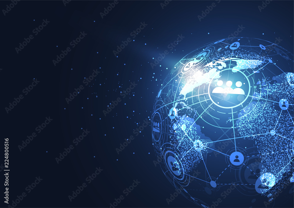Global network connection. World map point and line composition concept of global business. Vector Illustration Global network connection. World map point and line composition concept of global business. Vector Illustration