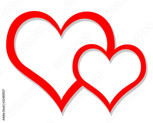 Red hearts on white