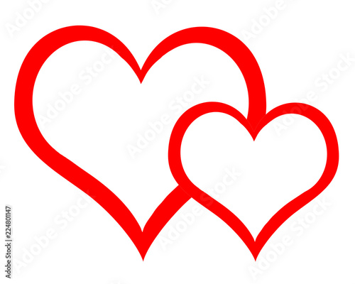 Red hearts on white