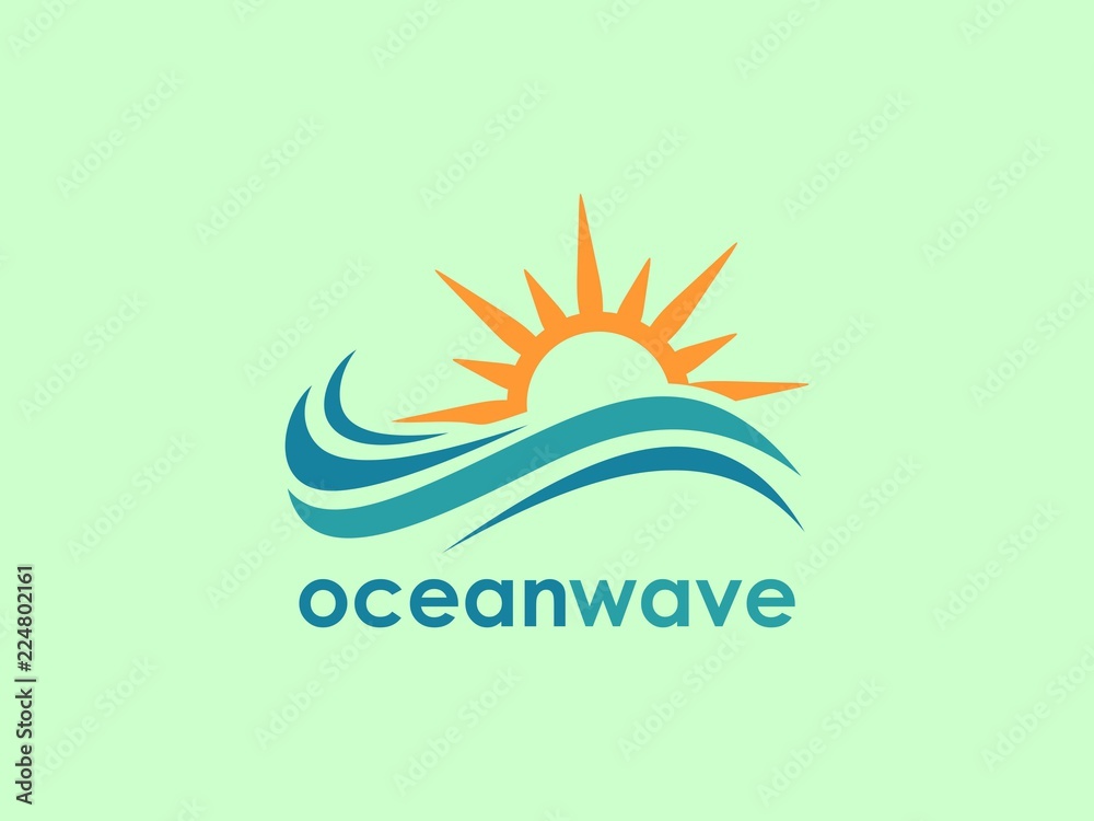 Abstract design of ocean logo with waves. sunset, sunrise, whale, Surfing and Water logo Design Template. Vector illustration Abstract design of ocean logo with waves. sunset, sunrise, whale, Surfing and Water logo Design Template. Vector illustration