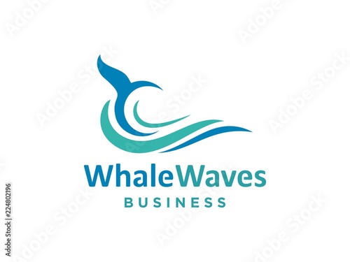Abstract design of ocean logo with waves. sunset, sunrise, whale, Surfing and Water logo Design Template. Vector illustration
