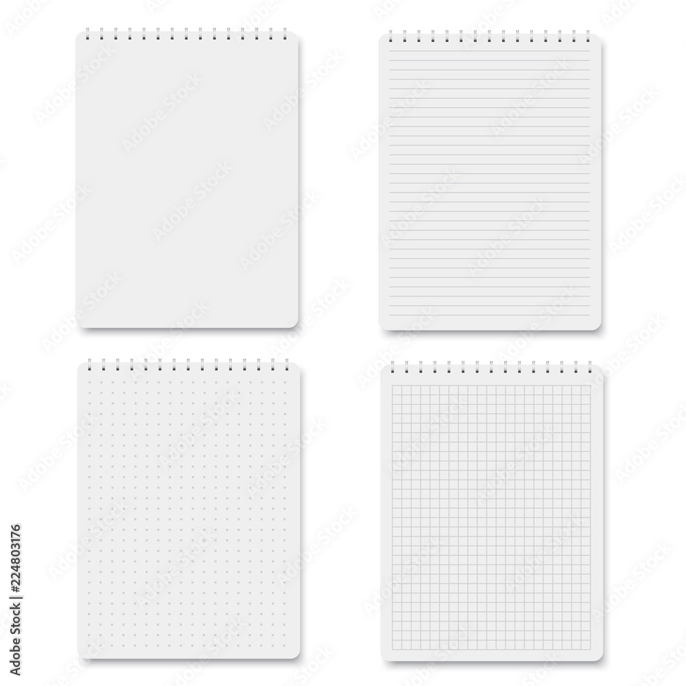 Set of realistic square, lined paper blank sheets isolated. Vector Set of realistic square, lined paper blank sheets isolated. Vector