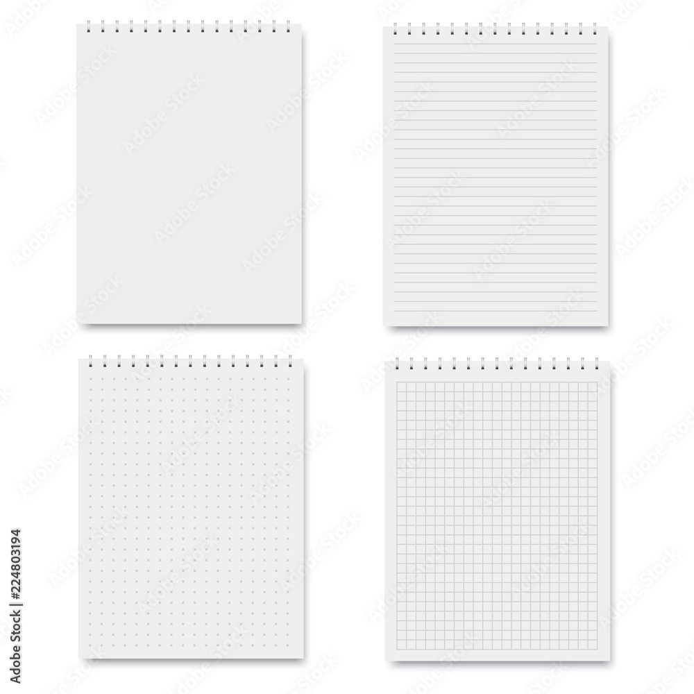 Set of realistic square, lined paper blank sheets isolated. Vector Set of realistic square, lined paper blank sheets isolated. Vector