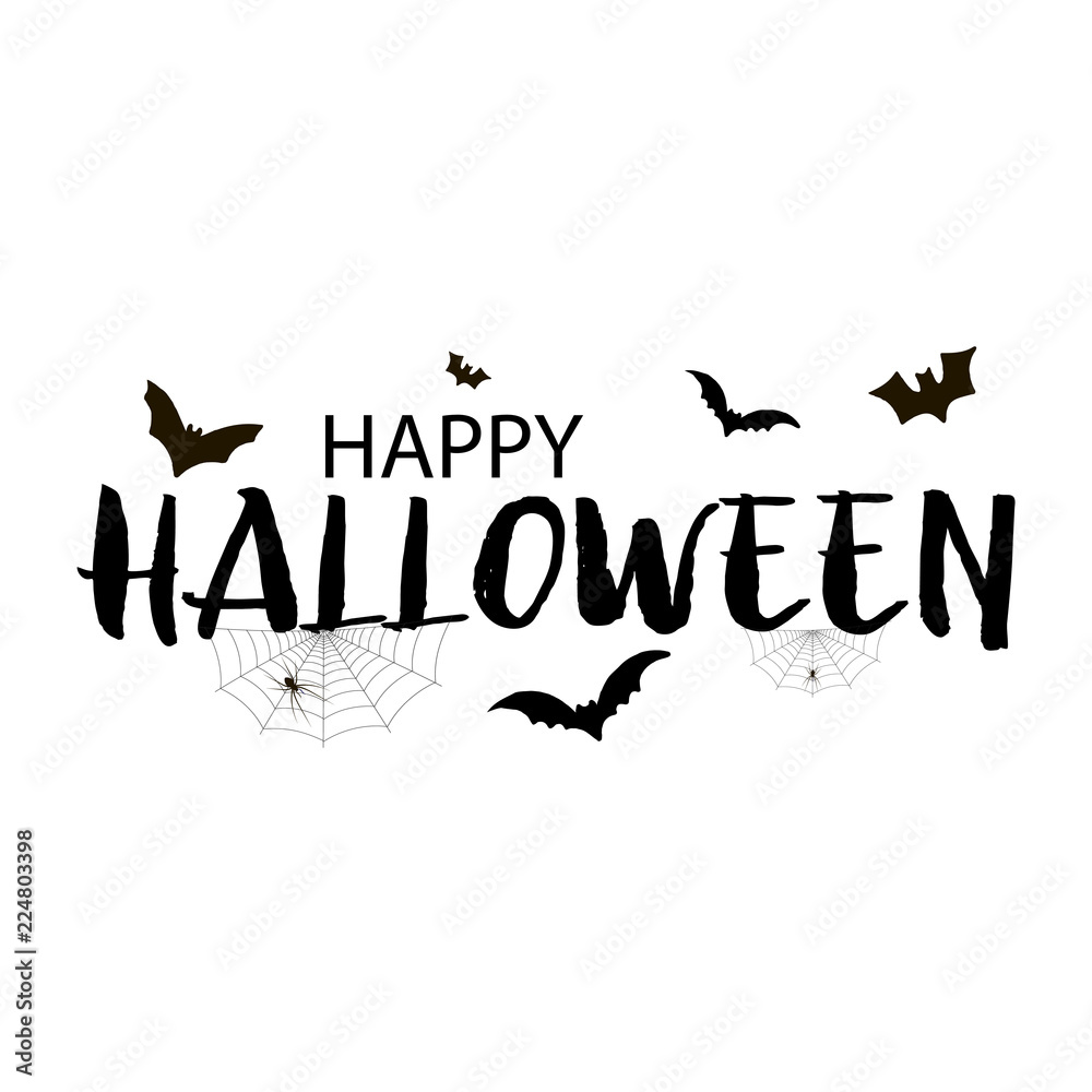 Obraz premium Happy Halloween greeting card with bats. Vector
