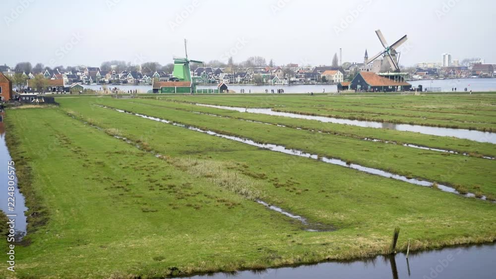 Fields near village Zaanse Schans. Fields near village Zaanse Schans.