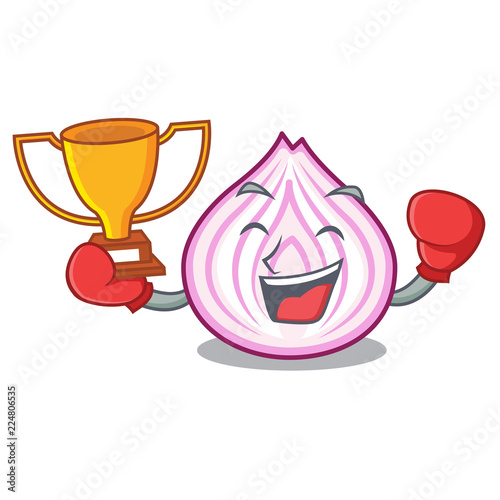 Boxing winner fresh slice onion isolated on mascot