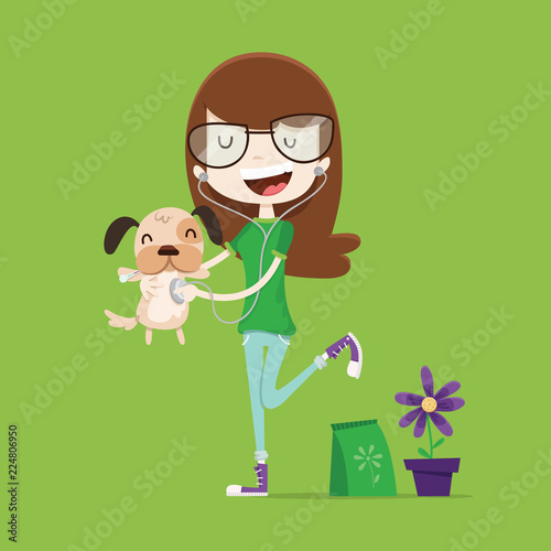 Niña mascota plantas