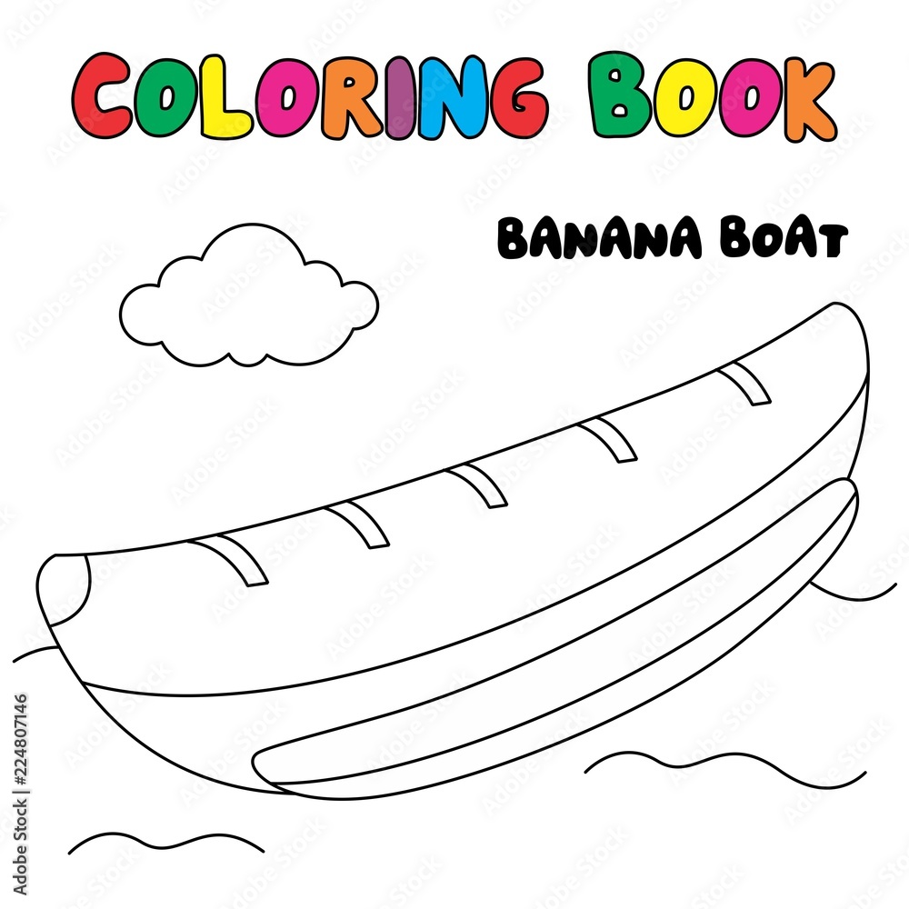 banana boat coloring page, transportation coloring book Stock Vector ...