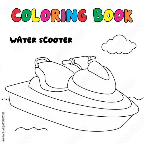 water scooter coloring page, transportation coloring book