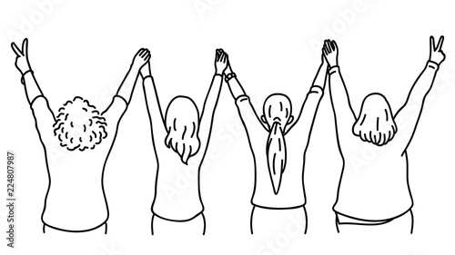 Women holding hands together